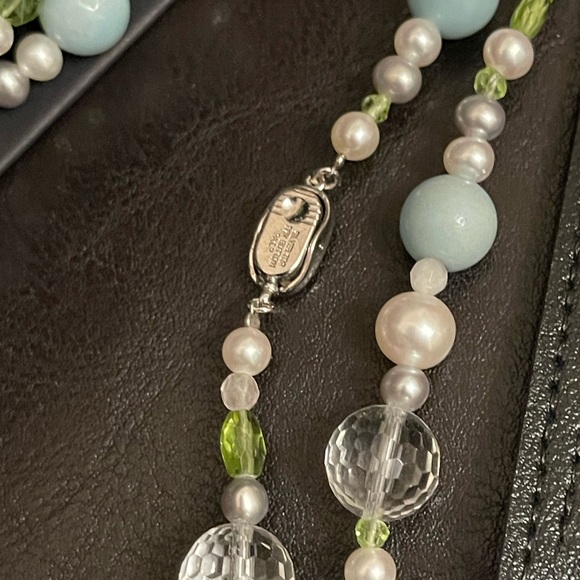 👛 Akoya Cultured Pearl & various stones 33” Necklace - Picture 3 of 16
